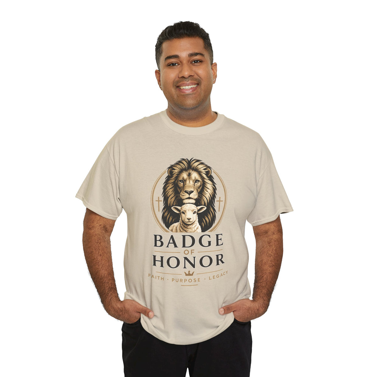 "Badge Of Honor" Lion Graphic Tee (Faith • Purpose • Legacy)