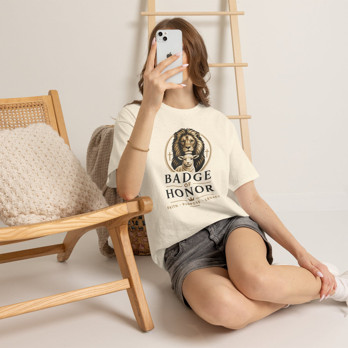 "Badge Of Honor" Lion Graphic Tee (Faith • Purpose • Legacy)