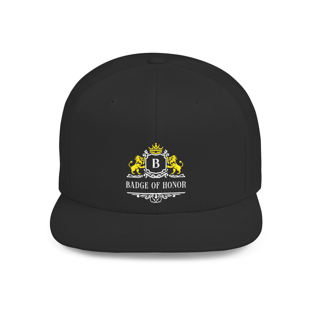 Badge Of Honor Crest Snapback Hat — 'B' Royal Emblem Flat-Bill Cap
