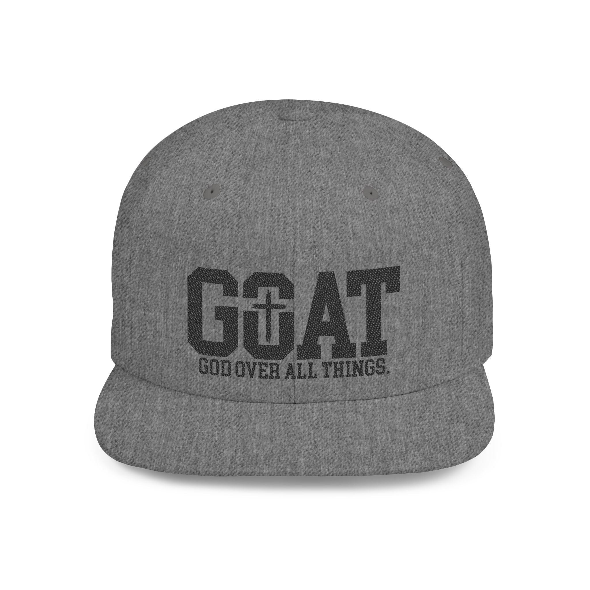 GOAT Snapback Hat — "God Over All Things" Flat-Bill Christian Baseball Cap