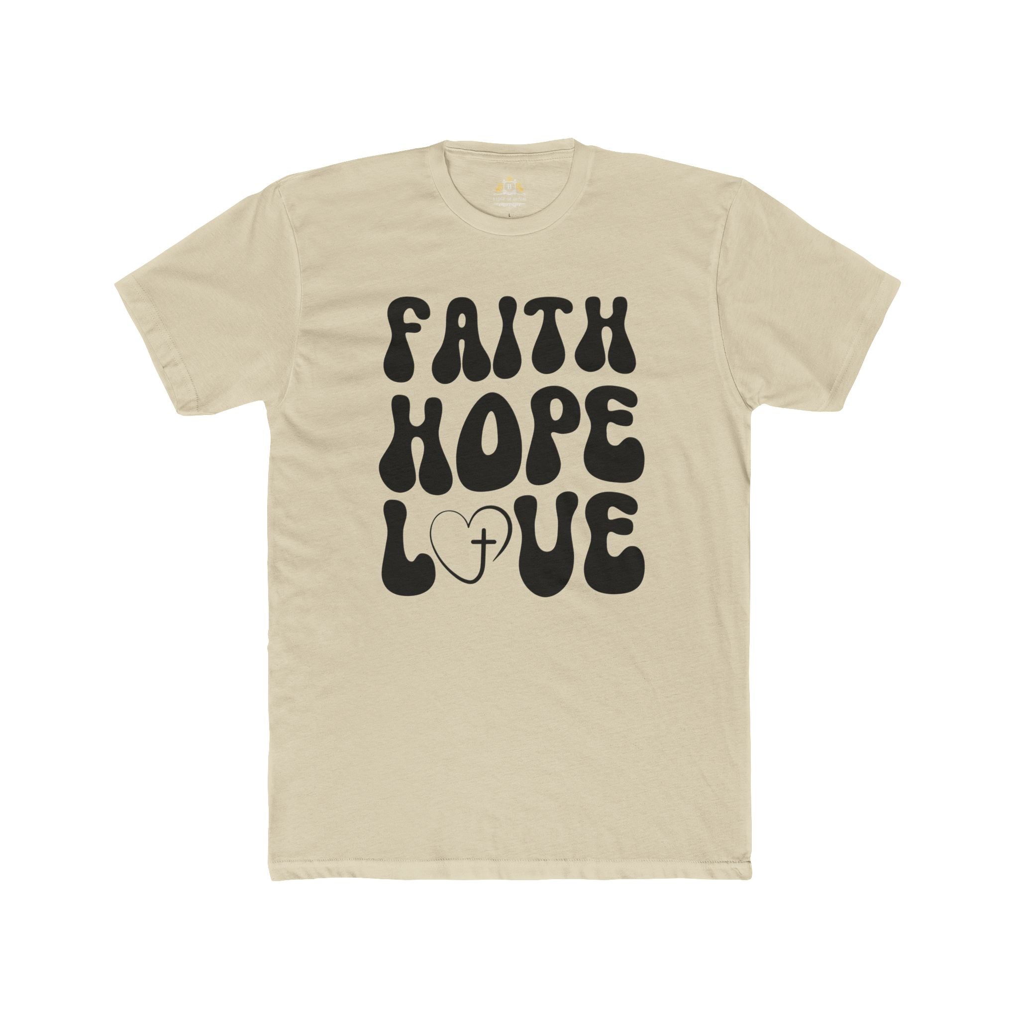 Faith Hope Love T‑Shirt — Retro Christian Tee with Heart & Cross