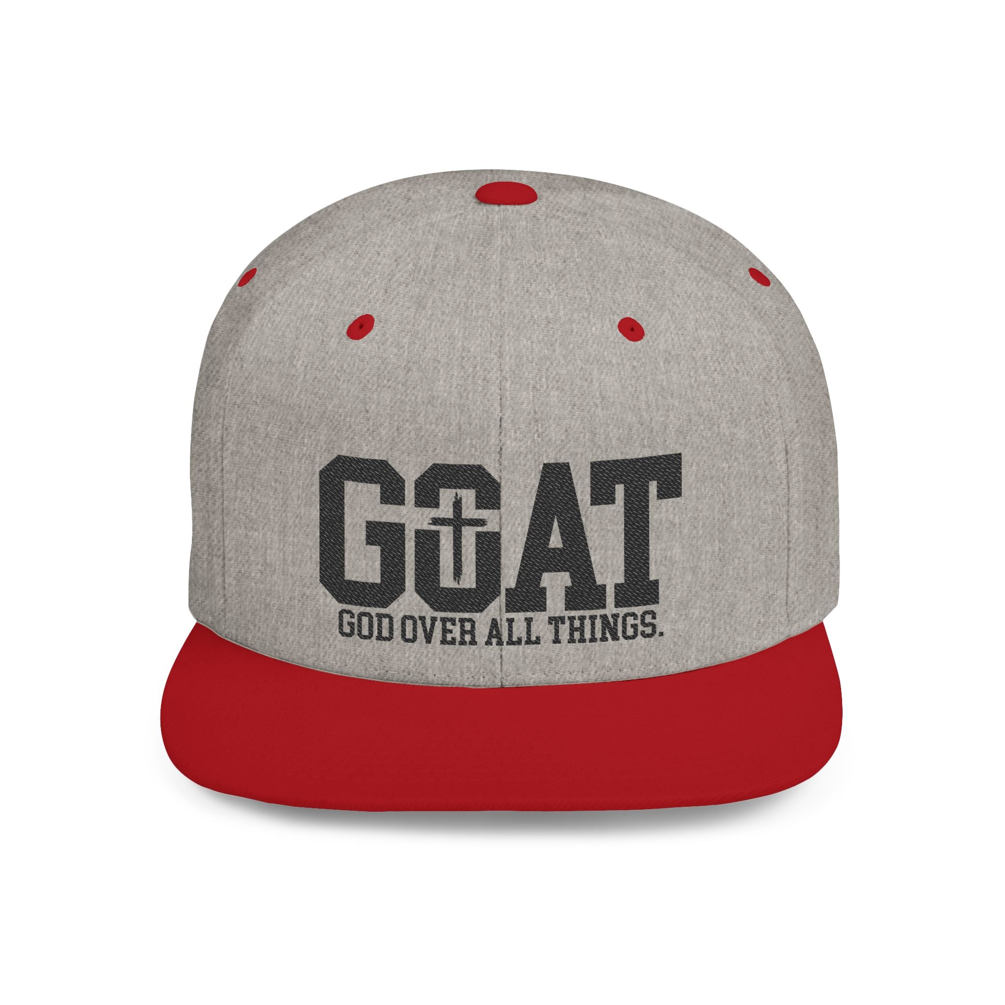 GOAT Snapback Hat — "God Over All Things" Flat-Bill Christian Baseball Cap
