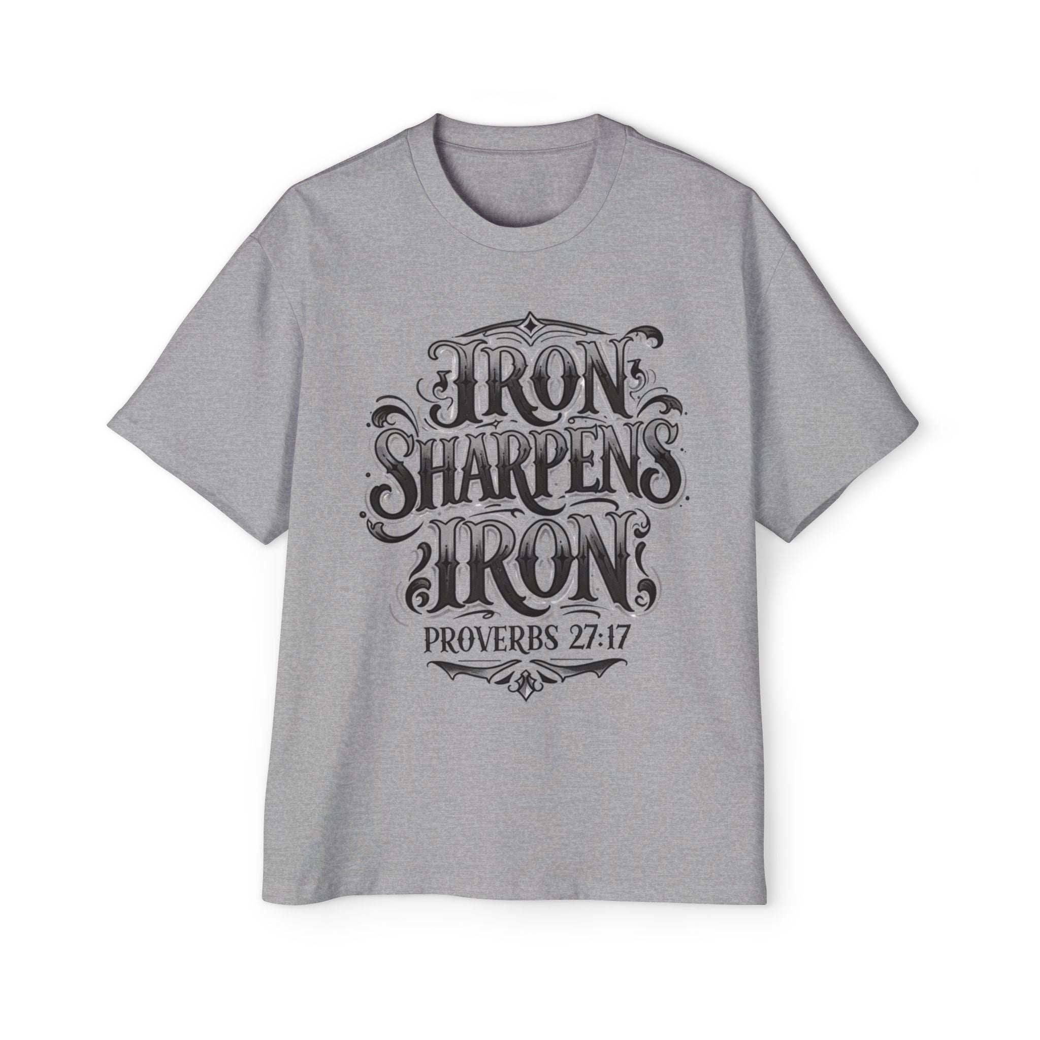 T-Shirt — "Iron Sharpens Iron" Proverbs 27:17 Christian Graphic Tee