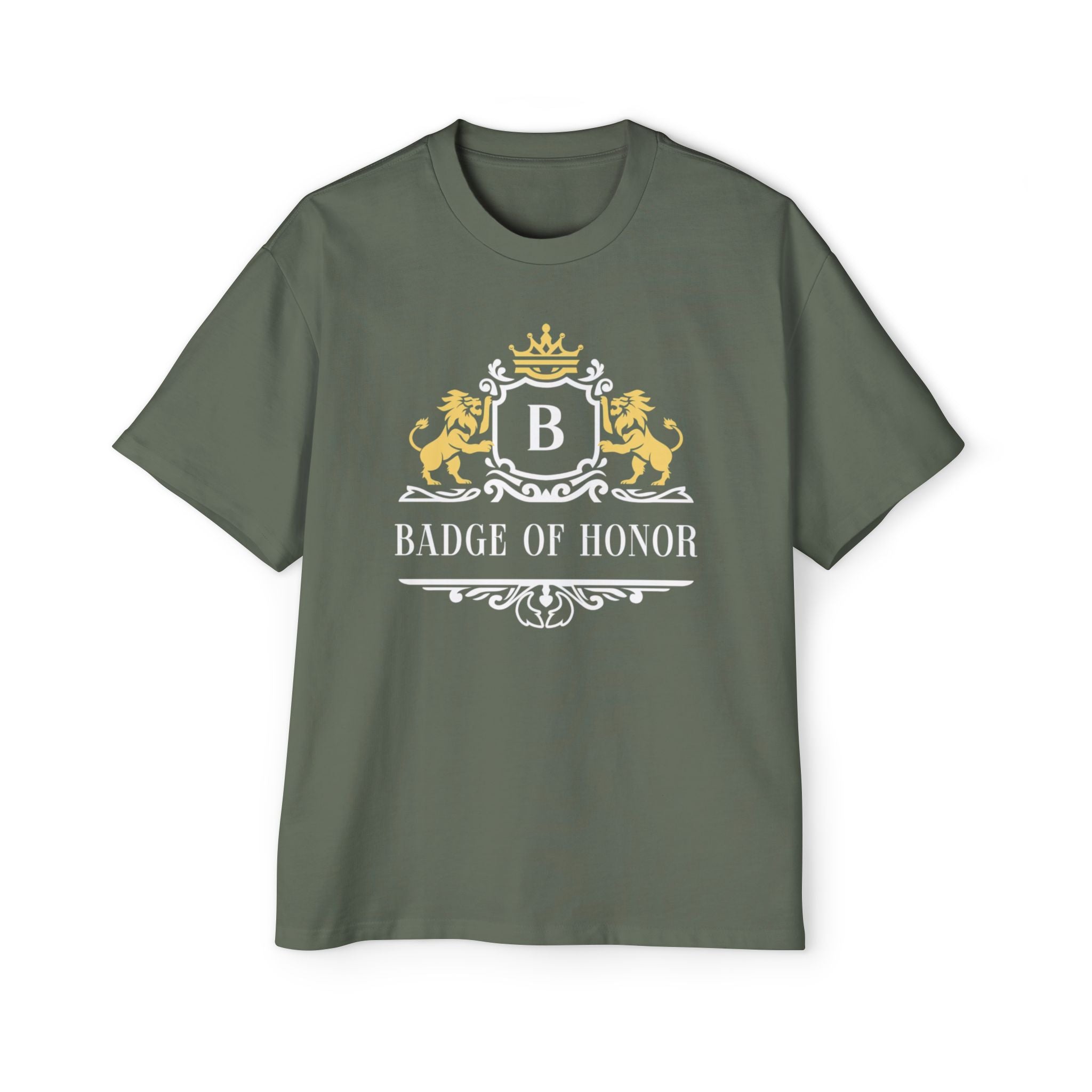 Badge Of Honor Crest Tee — Men's Oversized Graphic T-Shirt
