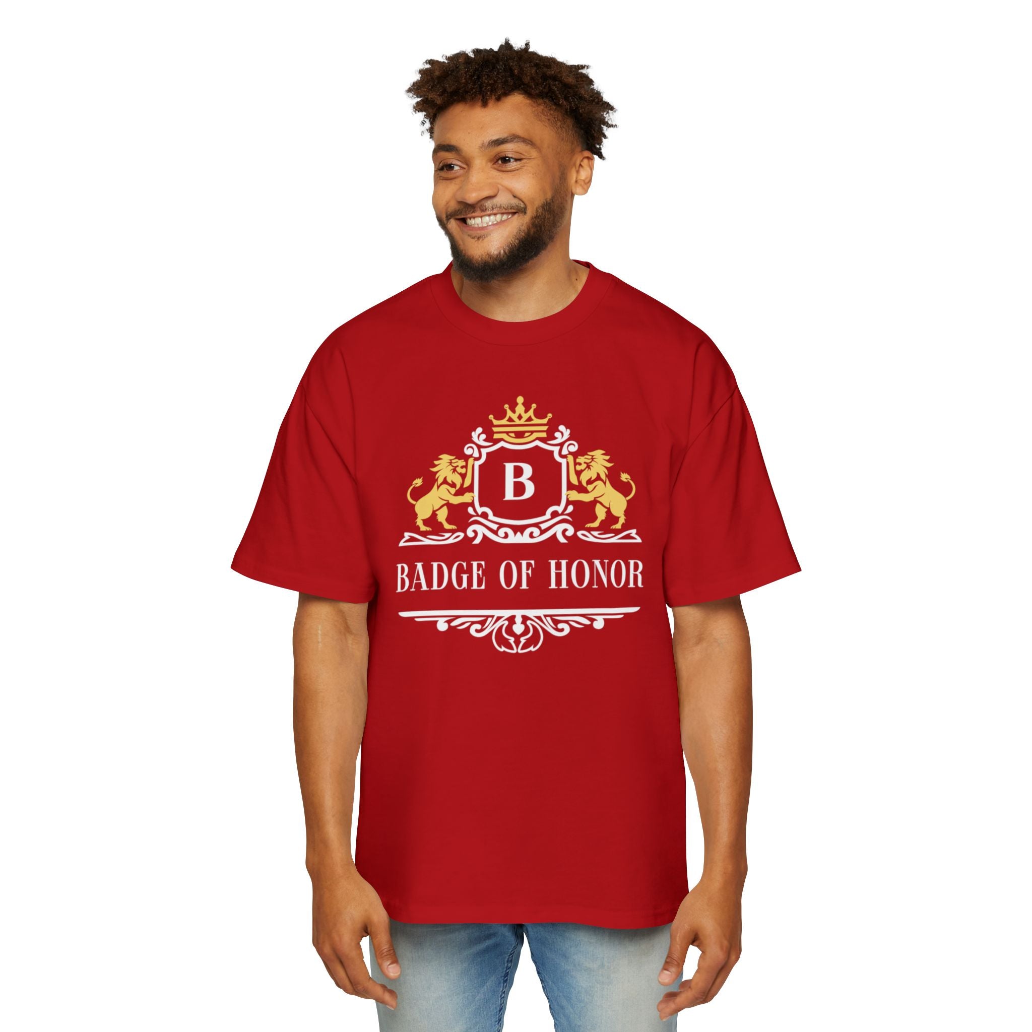 Badge Of Honor Crest Tee — Men's Oversized Graphic T-Shirt