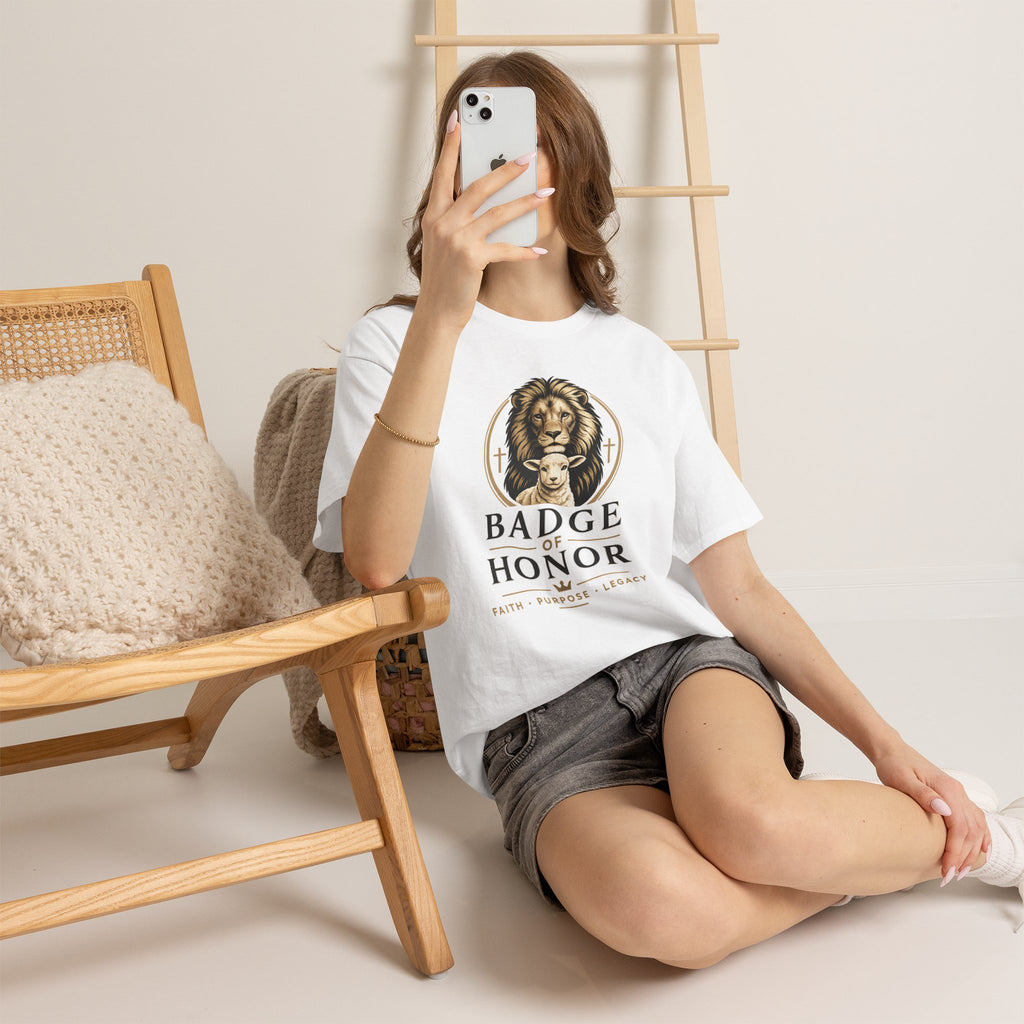 "Badge Of Honor" Lion Graphic Tee (Faith • Purpose • Legacy)