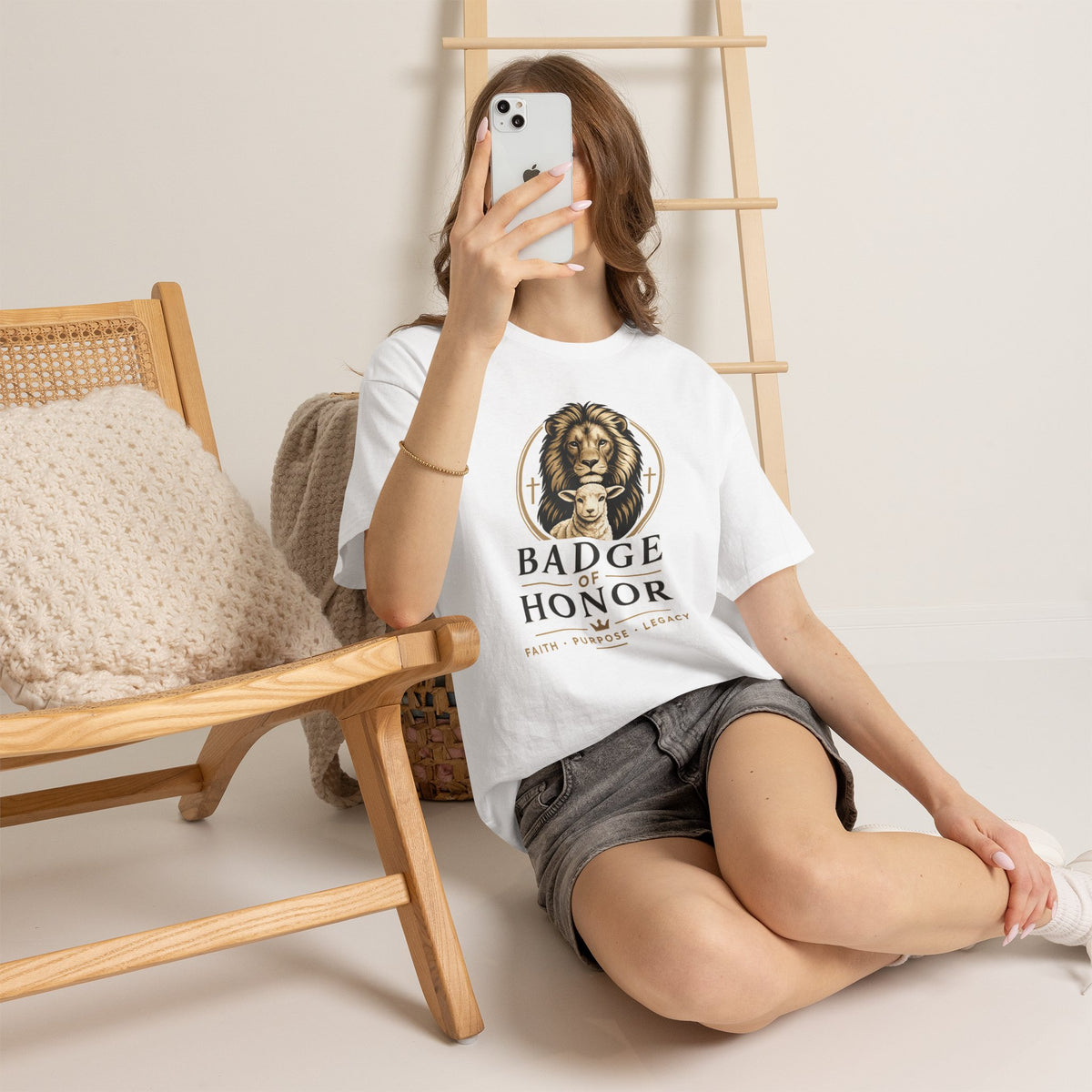 "Badge Of Honor" Lion Graphic Tee (Faith • Purpose • Legacy)