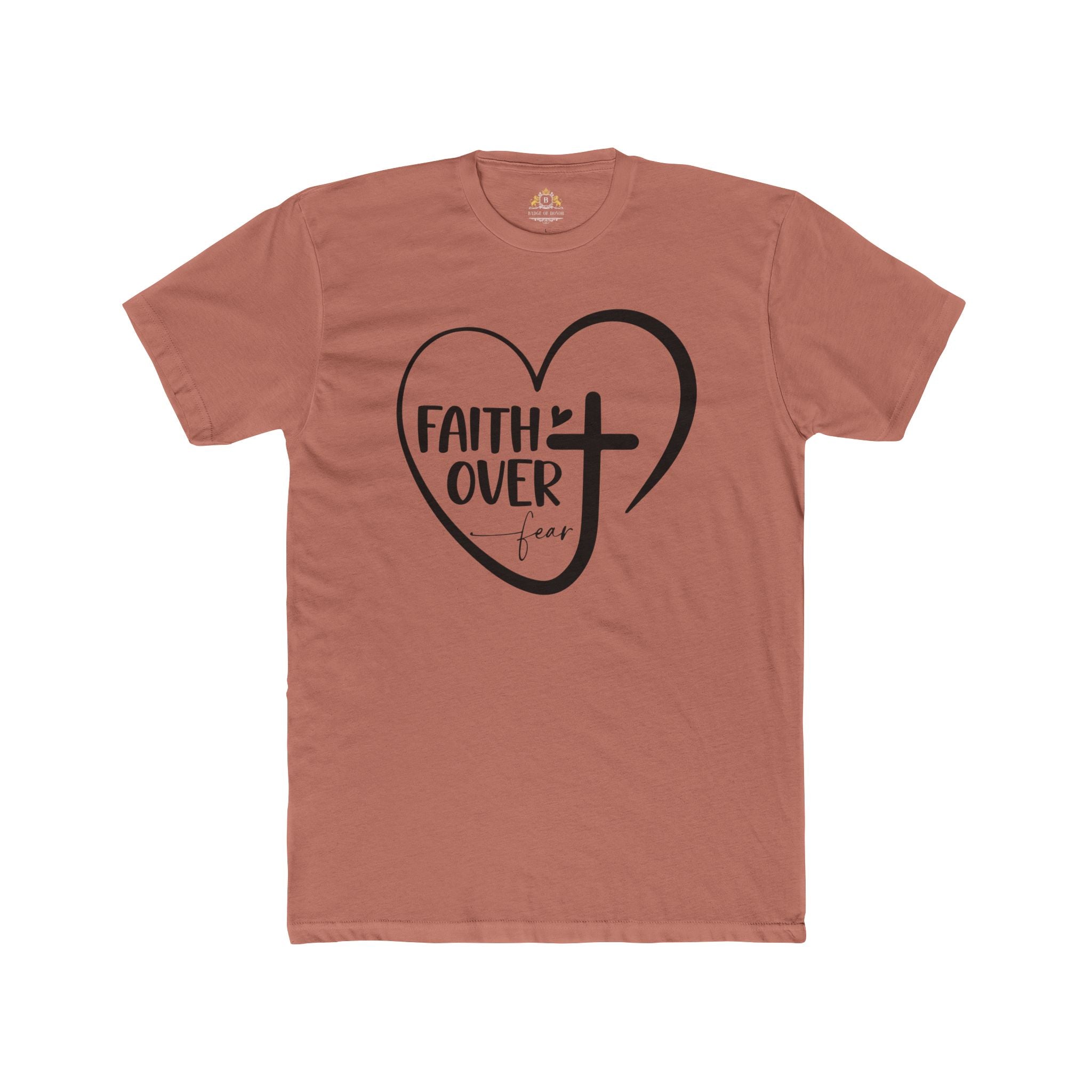 Faith Over Fear Heart T-Shirt — Christian Cross Inspirational Tee