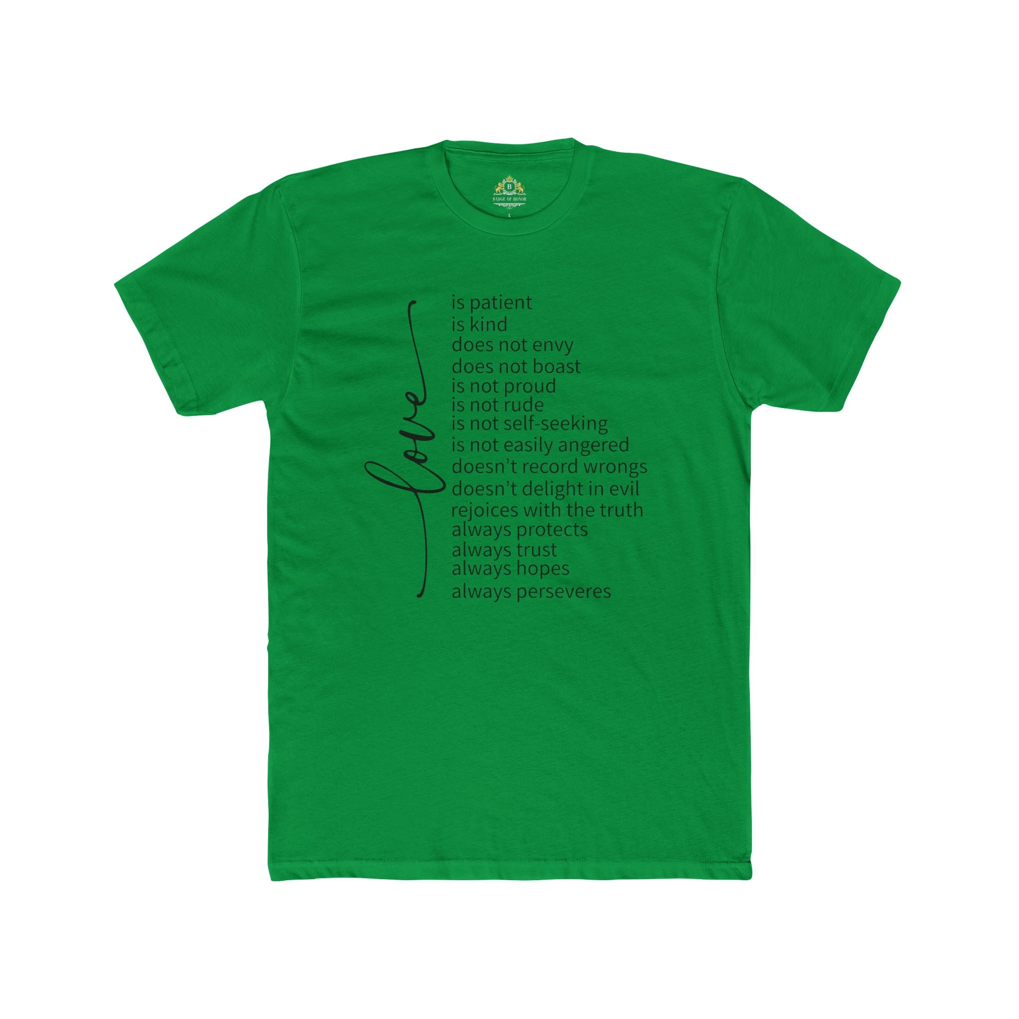 Love is Patient T-Shirt — Inspirational Scripture Typography Tee