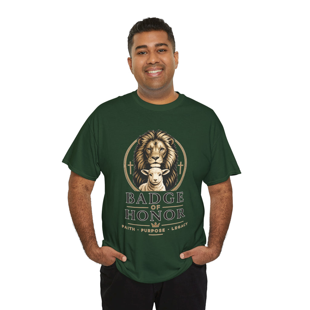 "Badge Of Honor" Lion Graphic Tee (Faith • Purpose • Legacy)