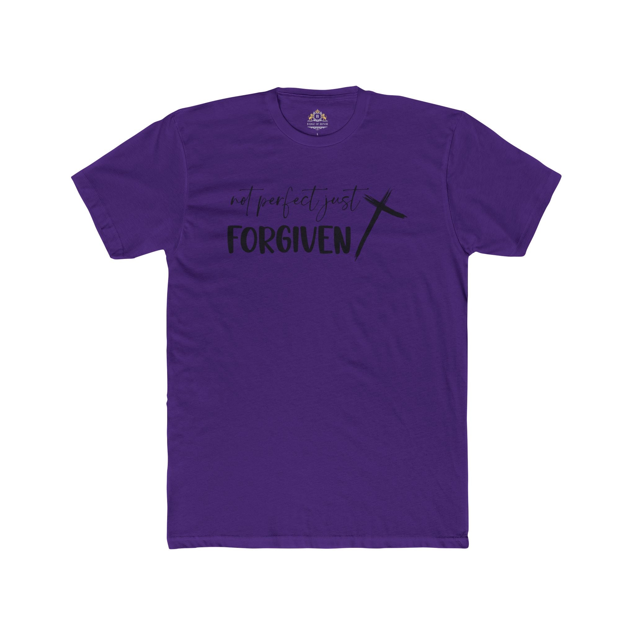 Forgiven Cross T-Shirt — 'Not Perfect Just Forgiven' Christian Tee