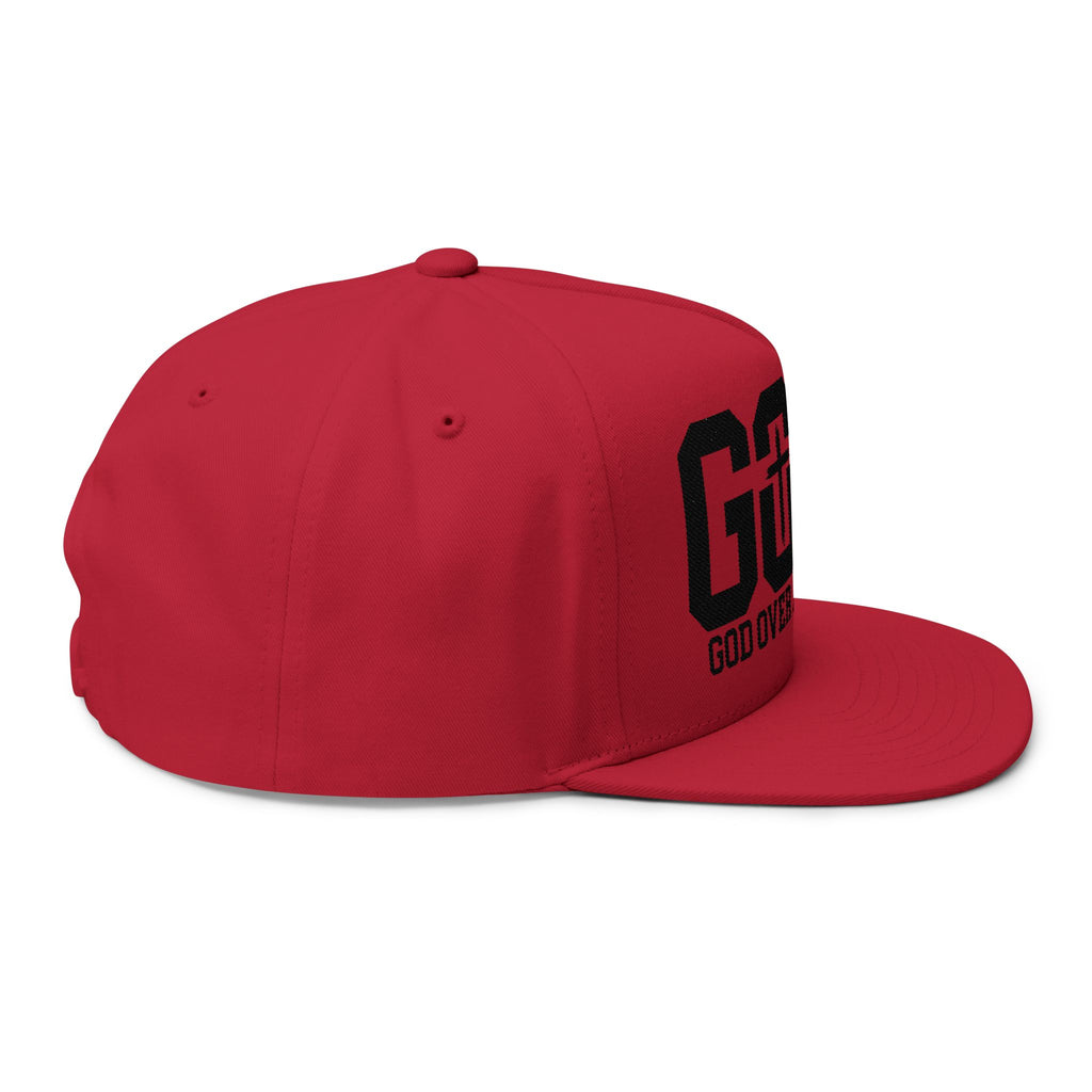 GOAT Embroidered Flat Bill Cap — "God Over All Things" Christian Snapback