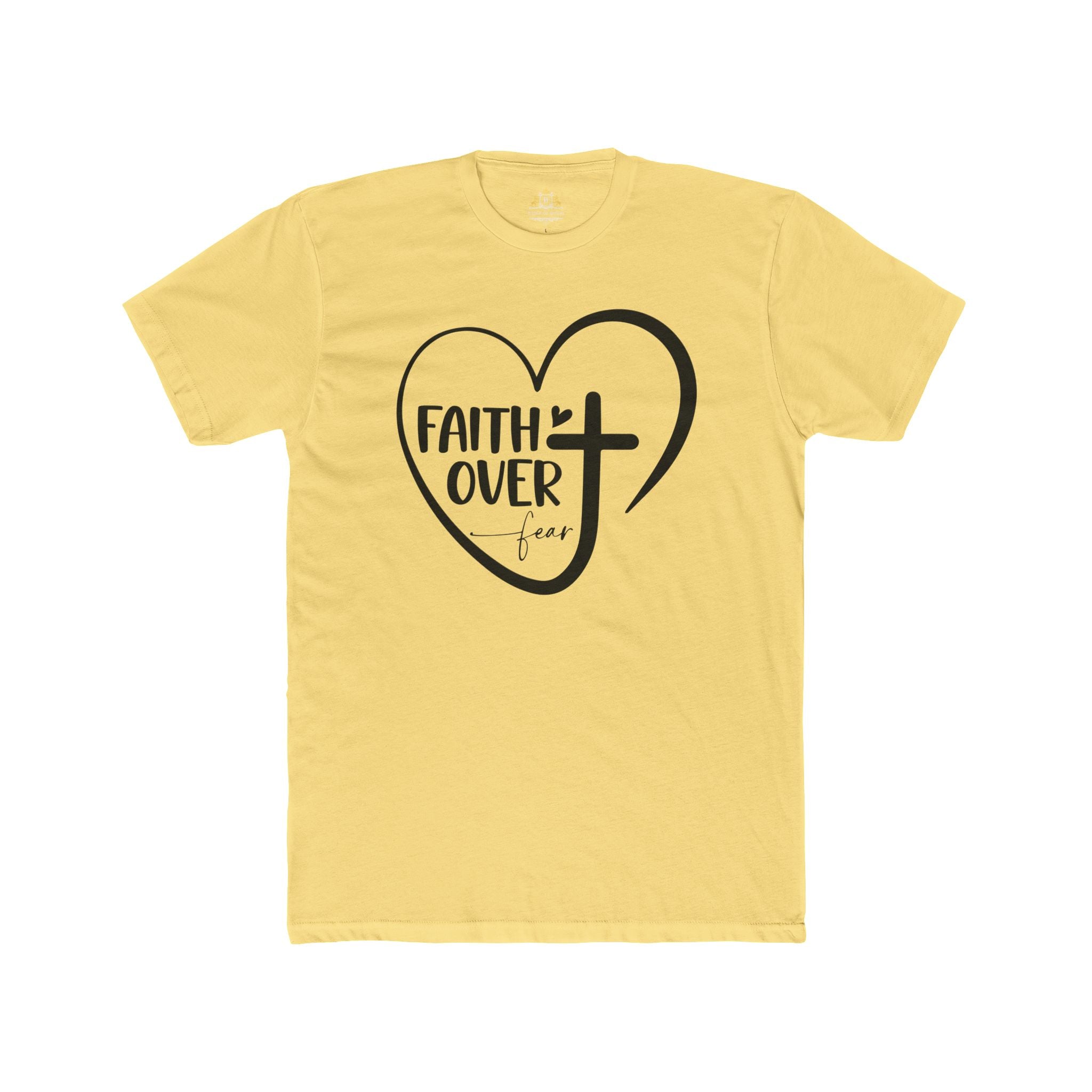 Faith Over Fear Heart T-Shirt — Christian Cross Inspirational Tee