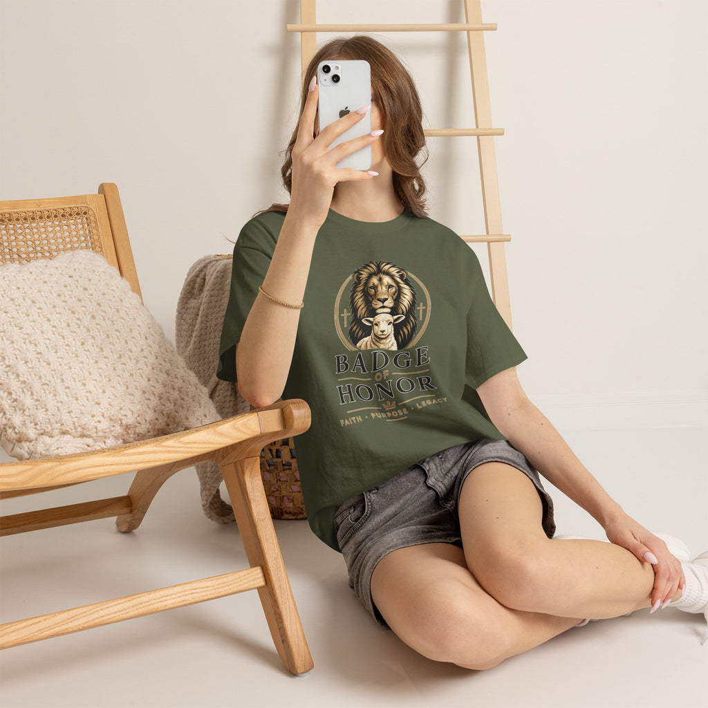 "Badge Of Honor" Lion Graphic Tee (Faith • Purpose • Legacy)