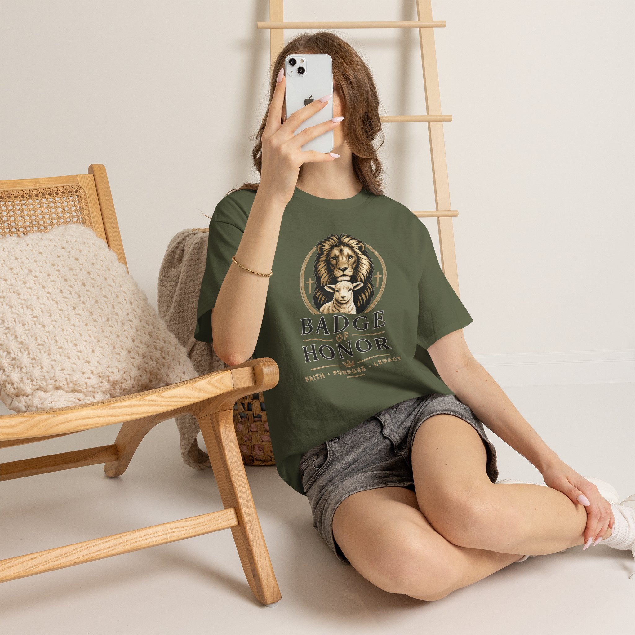 "Badge Of Honor" Lion Graphic Tee (Faith • Purpose • Legacy)