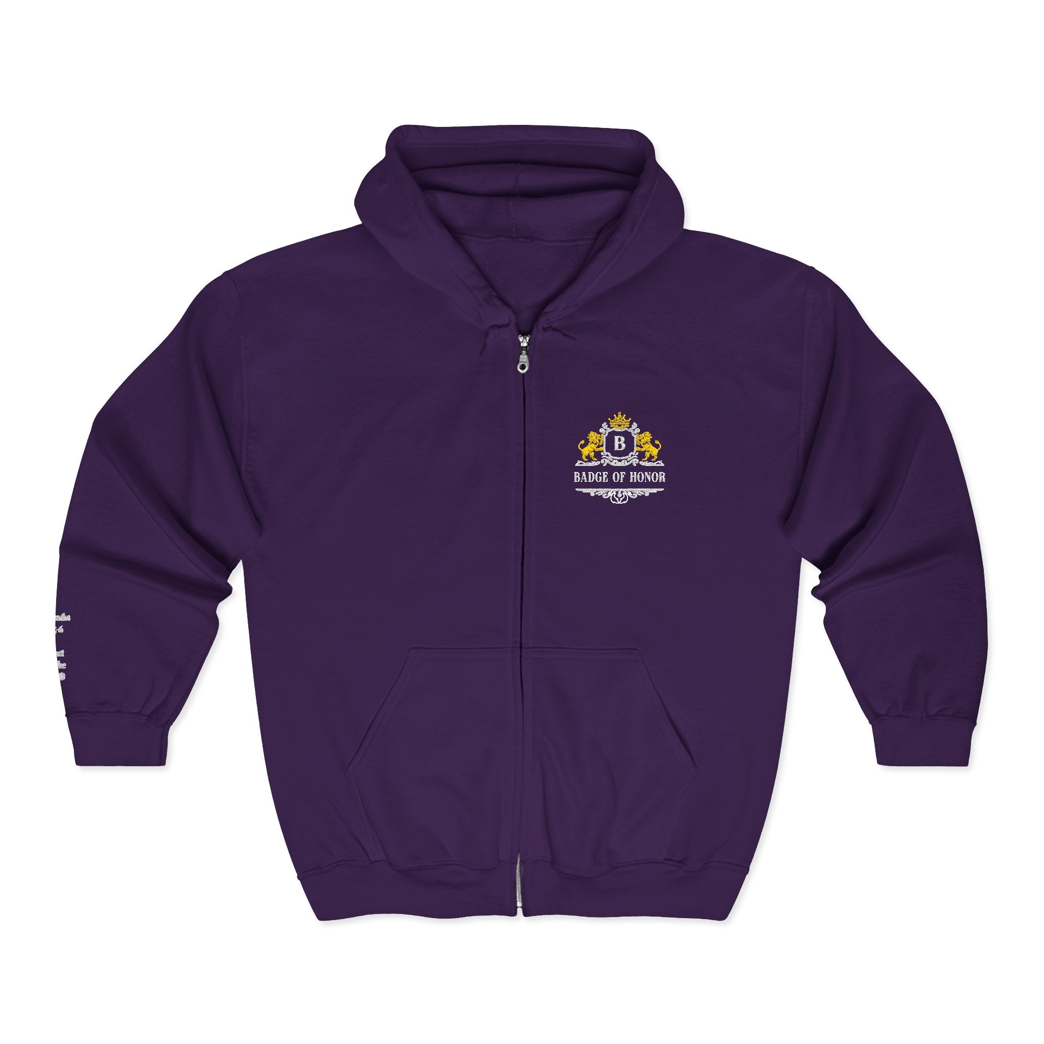 Badge Of Honor Crest Full-Zip Hoodie — "Proverbs 3:5-6 Trust In the LORD"