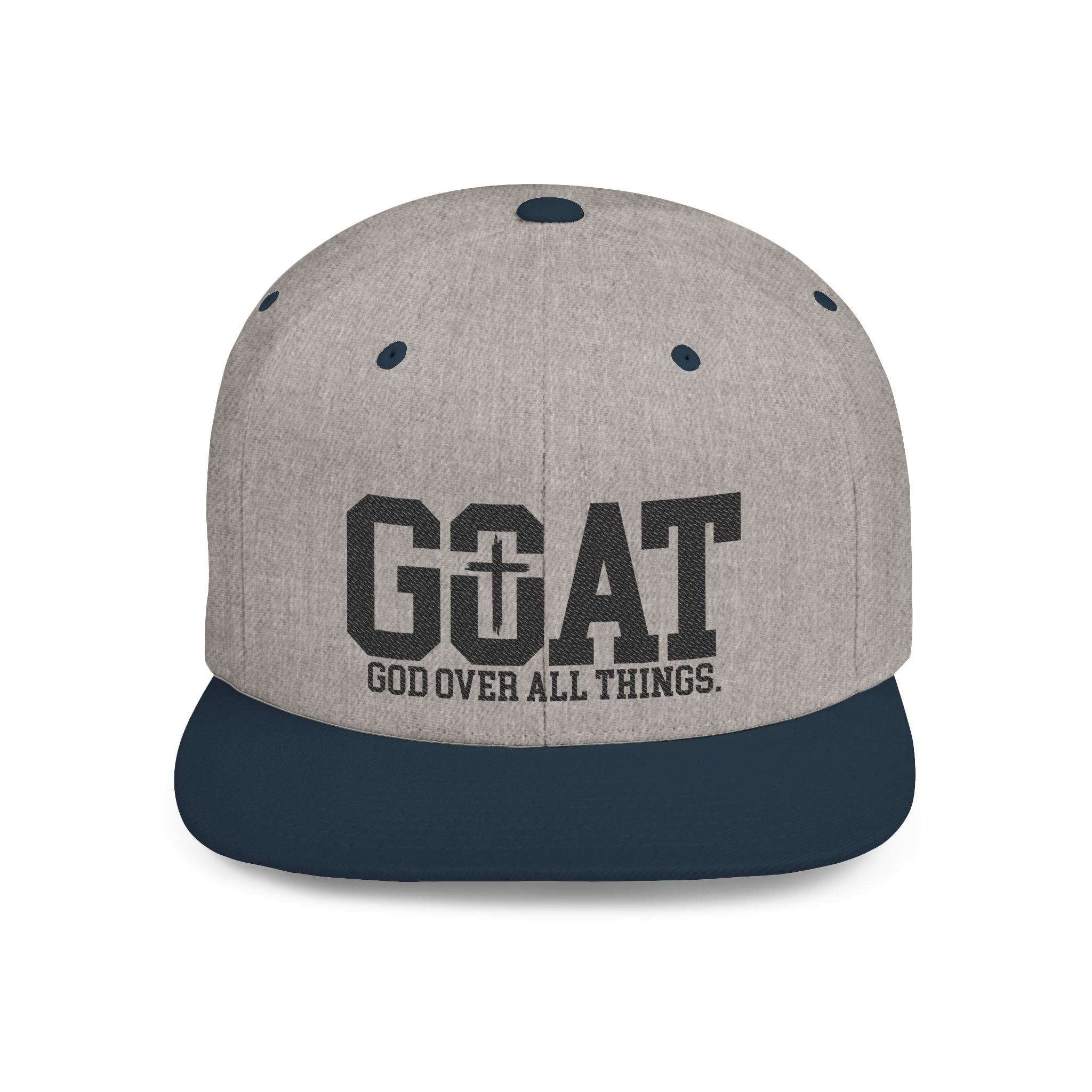 GOAT Snapback Hat — "God Over All Things" Flat-Bill Christian Baseball Cap