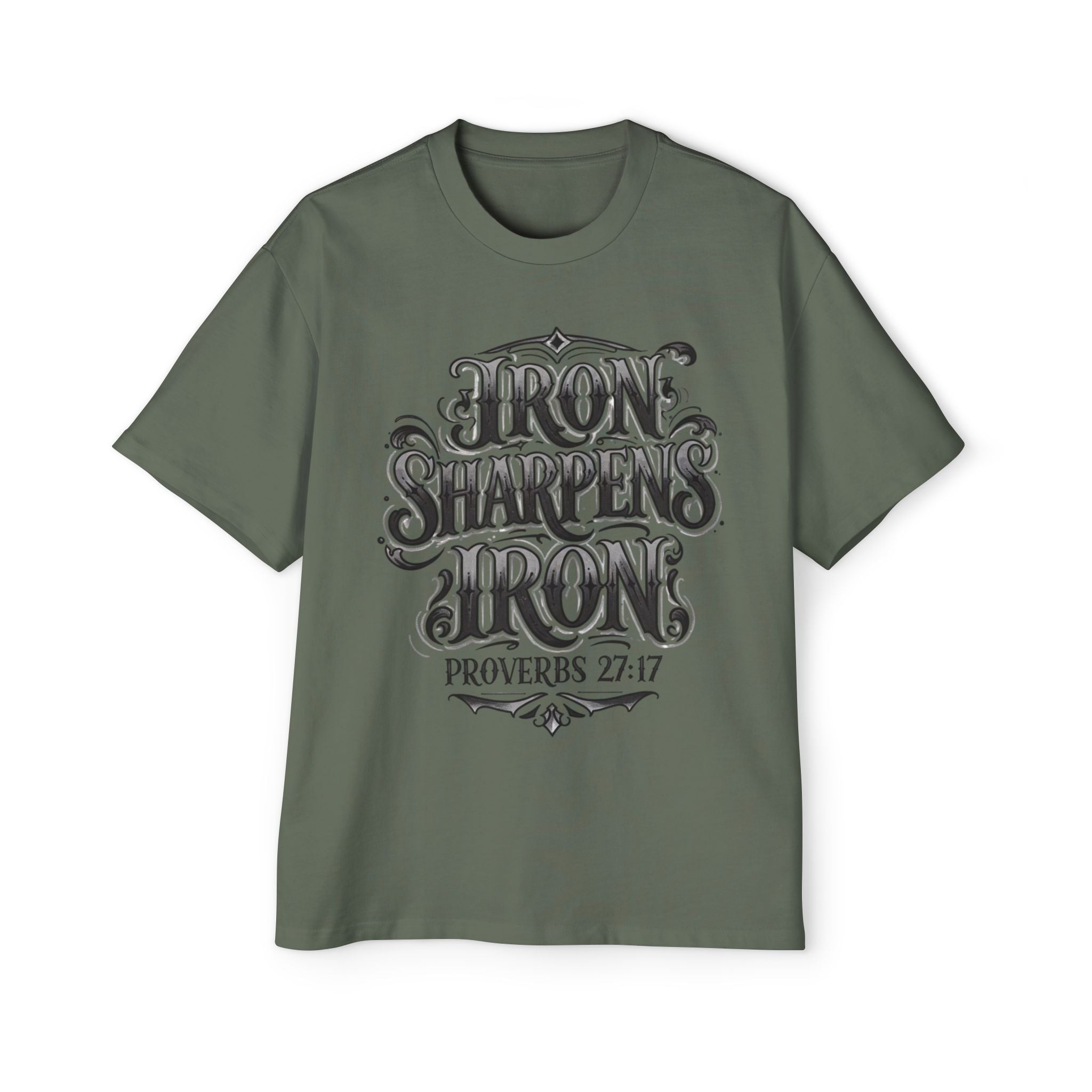 T-Shirt — "Iron Sharpens Iron" Proverbs 27:17 Christian Graphic Tee