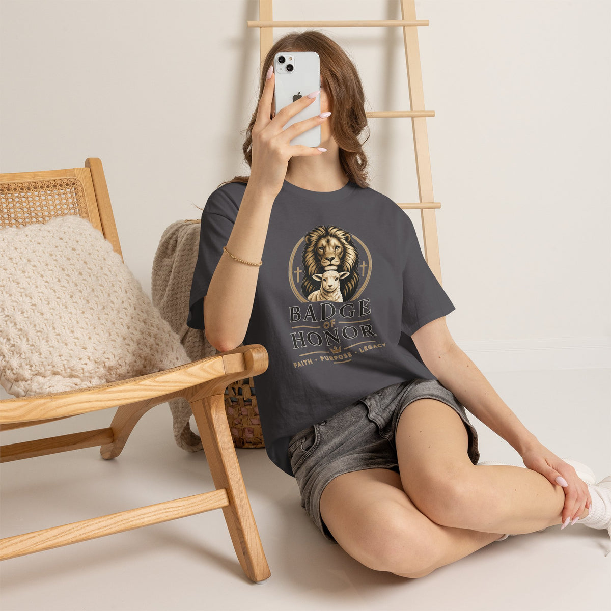"Badge Of Honor" Lion Graphic Tee (Faith • Purpose • Legacy)