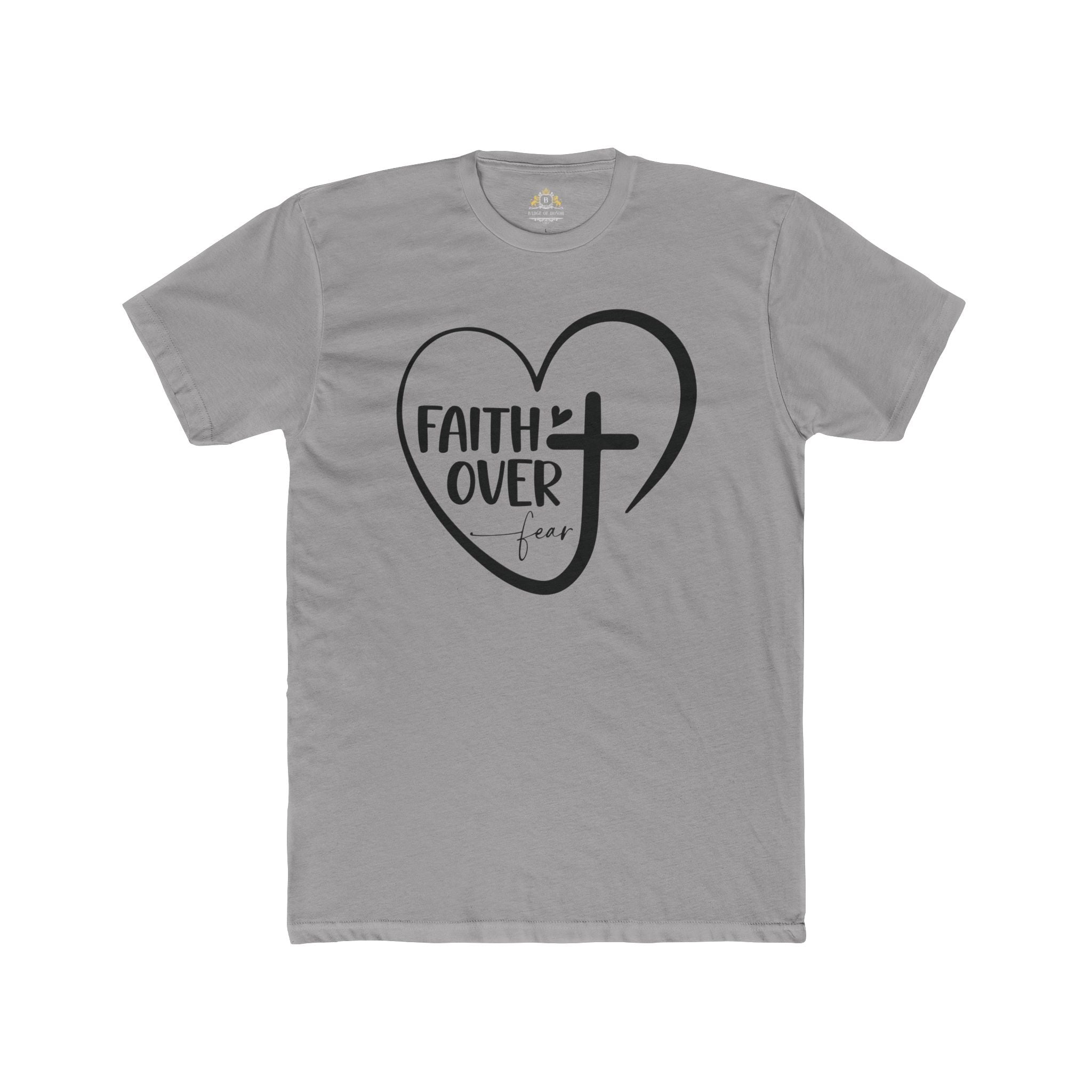 Faith Over Fear Heart T-Shirt — Christian Cross Inspirational Tee