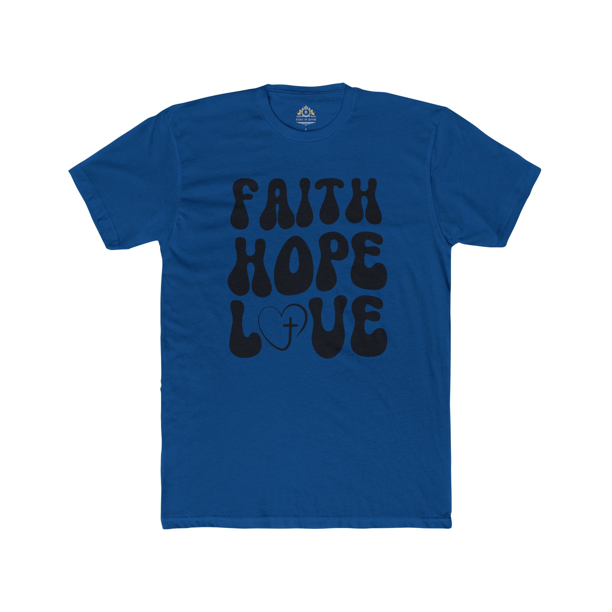 Faith Hope Love T‑Shirt — Retro Christian Tee with Heart & Cross