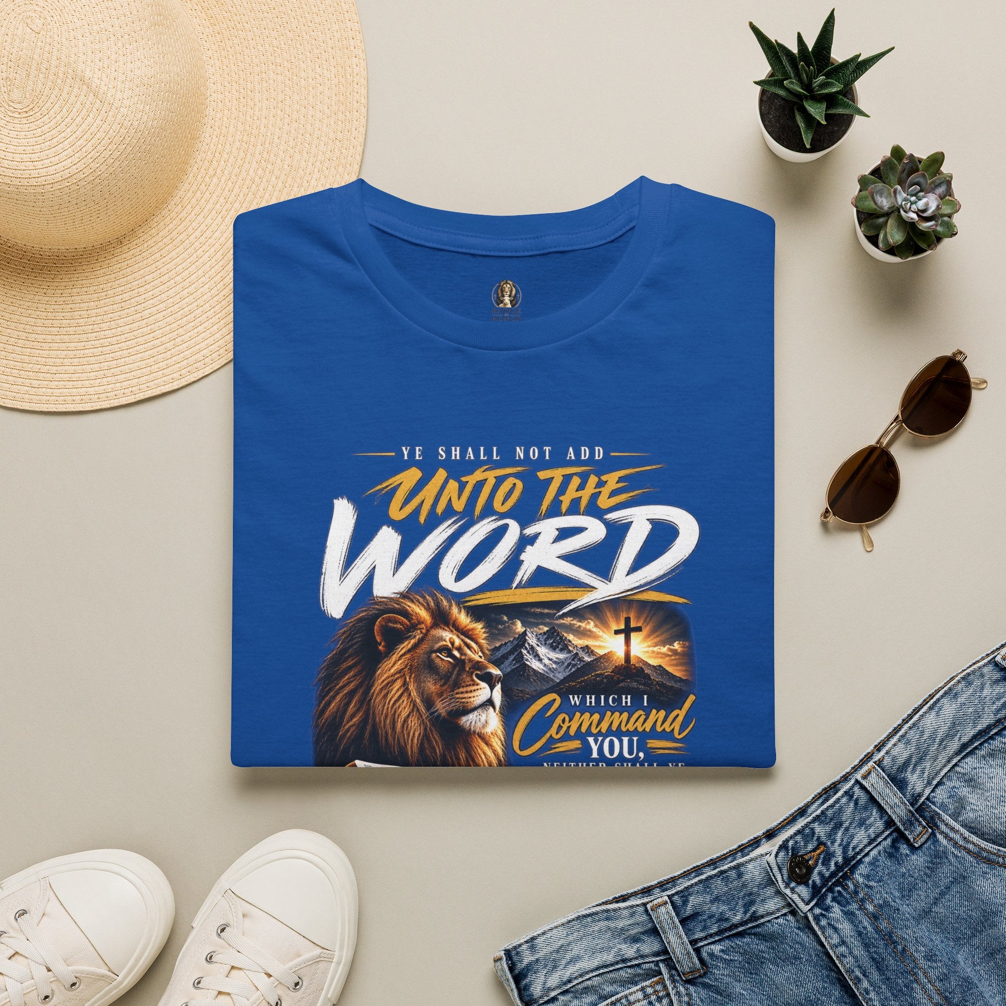 "Ye Shall Not Add Unto the Word" Lion Bible Verse - T-Shirt