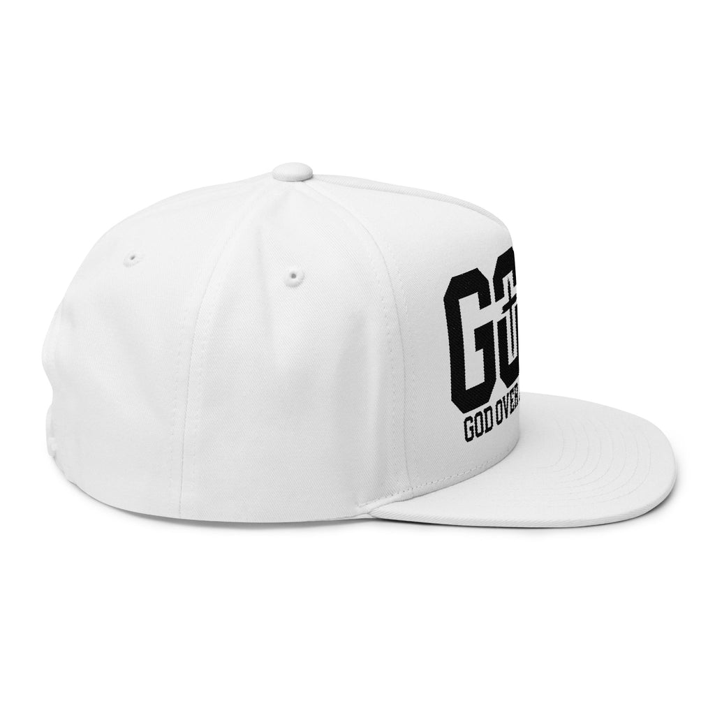 GOAT Embroidered Flat Bill Cap — "God Over All Things" Christian Snapback