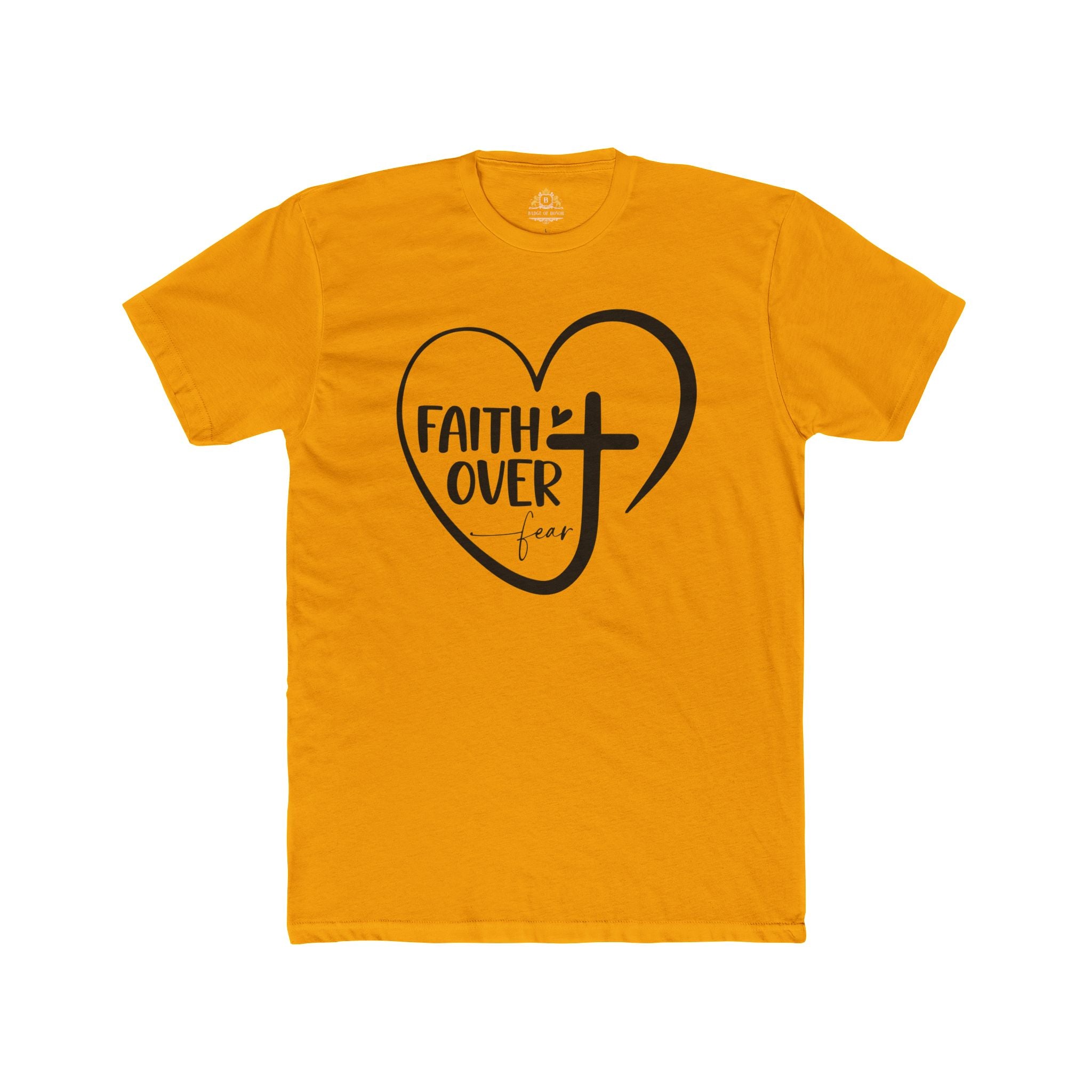 Faith Over Fear Heart T-Shirt — Christian Cross Inspirational Tee
