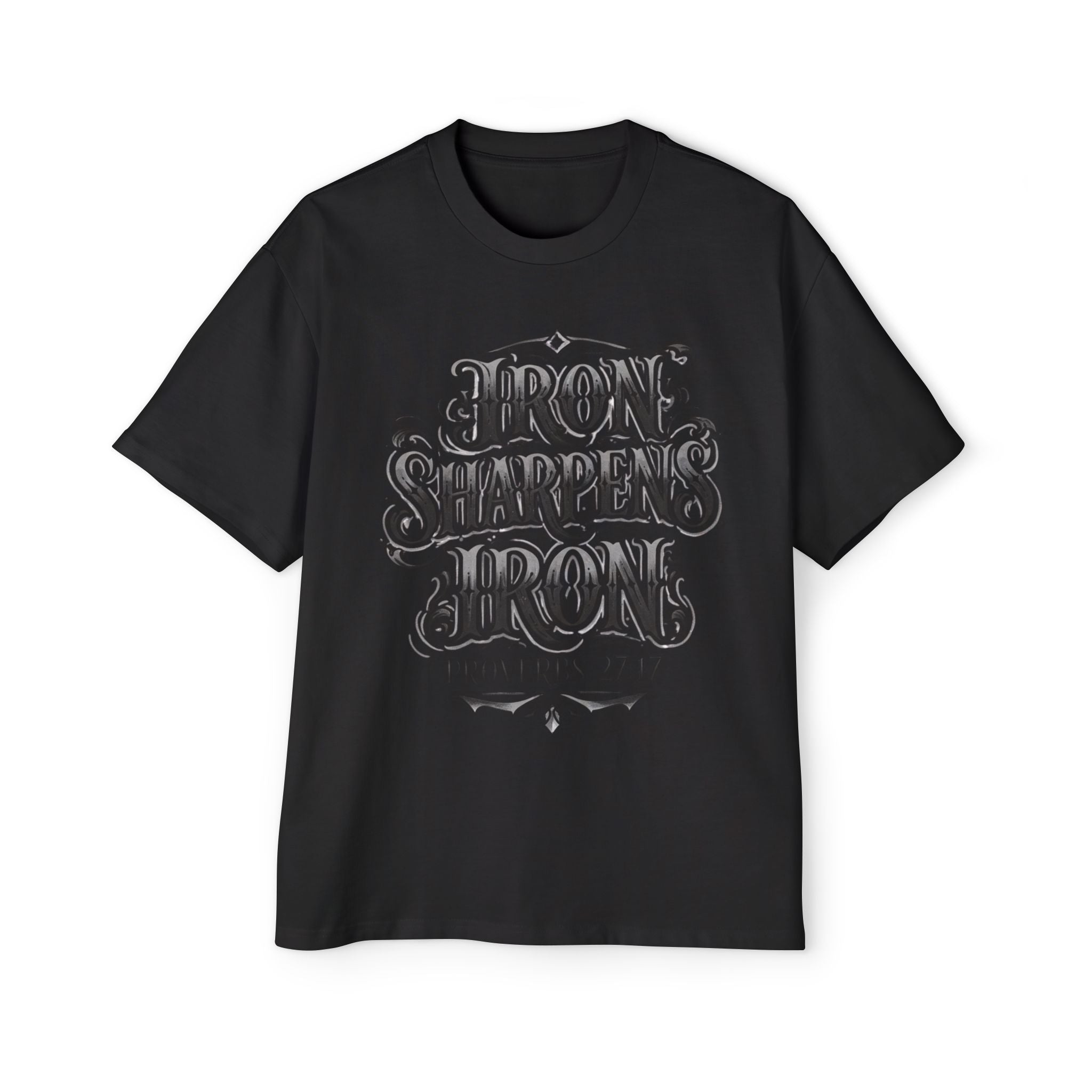 T-Shirt — "Iron Sharpens Iron" Proverbs 27:17 Christian Graphic Tee