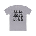 Faith Hope Love T‑Shirt — Retro Christian Tee with Heart & Cross