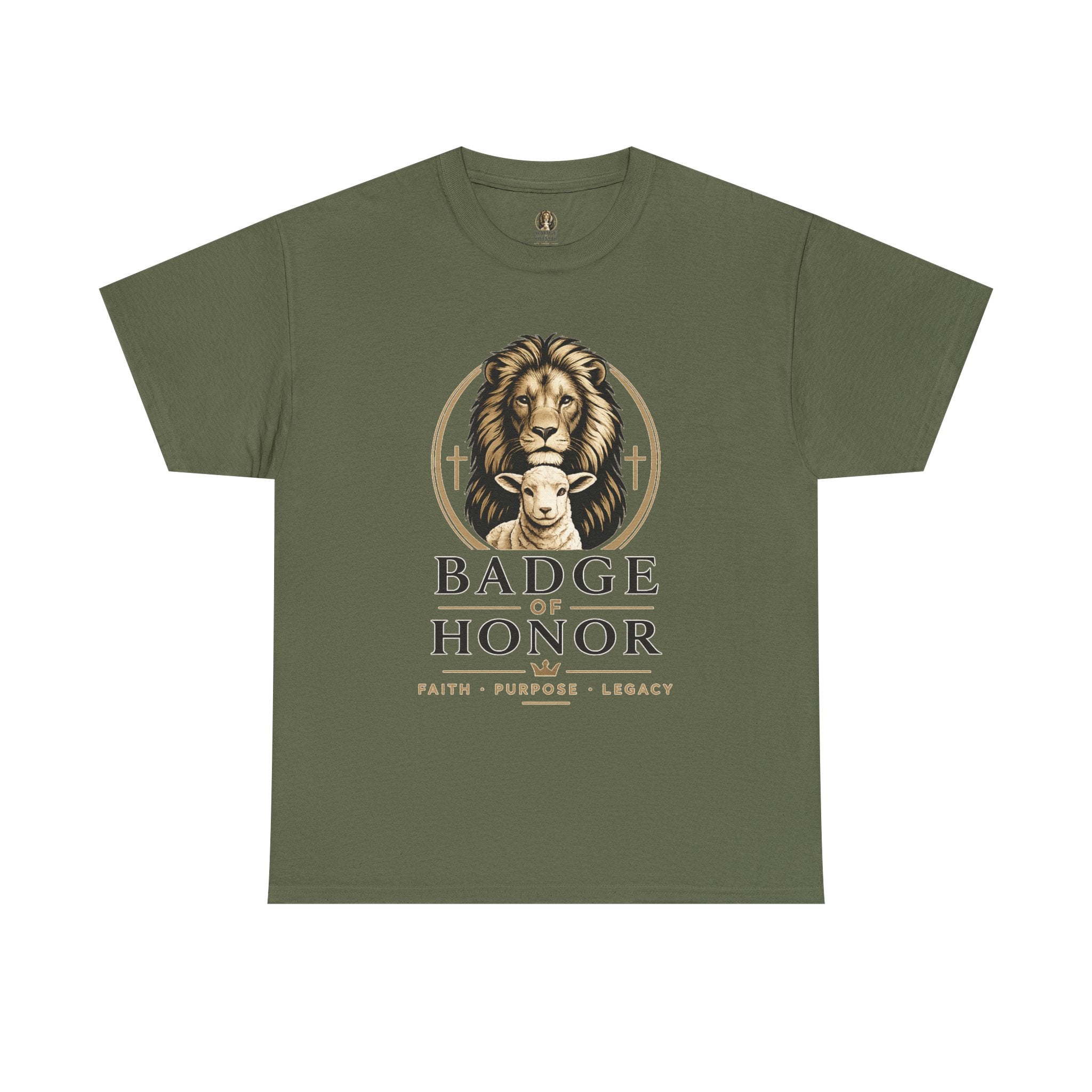 "Badge Of Honor" Lion Graphic Tee (Faith • Purpose • Legacy)