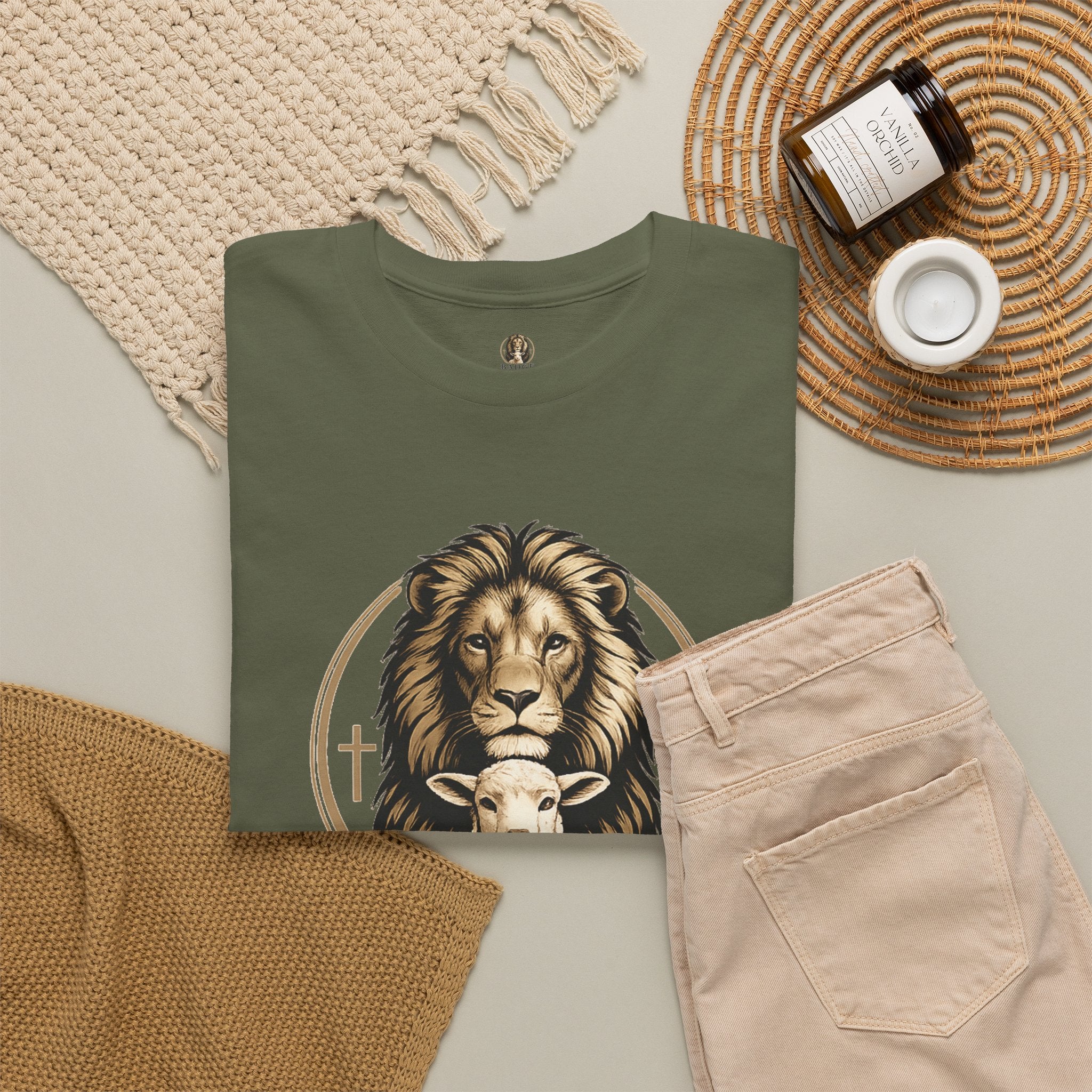 "Badge Of Honor" Lion Graphic Tee (Faith • Purpose • Legacy)