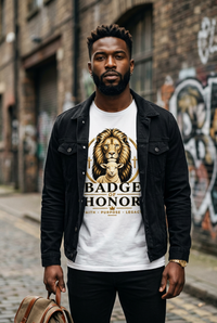 "Badge Of Honor" Lion (Faith - Purpose - Legacy) - Graphic T-Shirt
